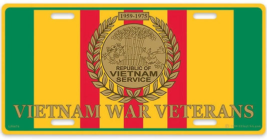 VIETNAM WAR VETERANS Ribbon Medal Metal License Plate - Military Vet Veteran - United States Army Marines Craft Supply