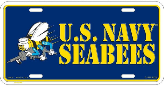 U.S. NAVY SEABEES Metal License Plate - Military Vet Veteran - United States USN Craft Supply