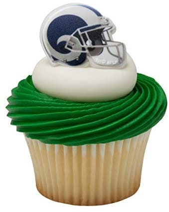 12 LOS ANGELES RAMS Cupcake Rings Nfl Cake Toppers for Birthday Party Decoration Craft Supply