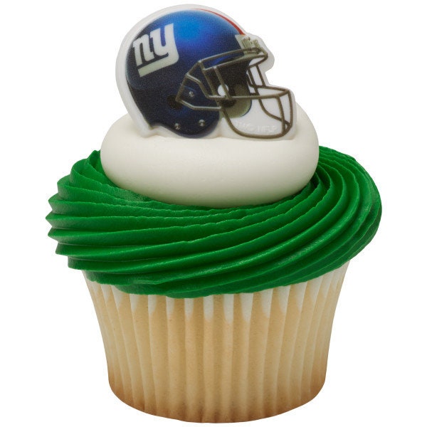 12 NEW YORK GIANTS Cupcake Rings Nfl Cake Toppers for Birthday Party Decoration Craft Supply
