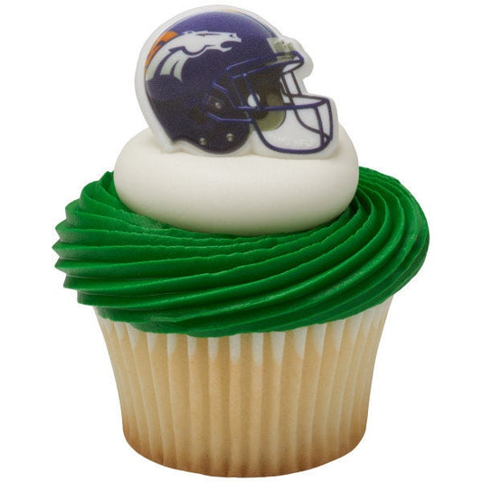 12 DENVER BRONCOS Cupcake Rings NFL Cake Toppers for Birthday Party Decoration Craft Supply
