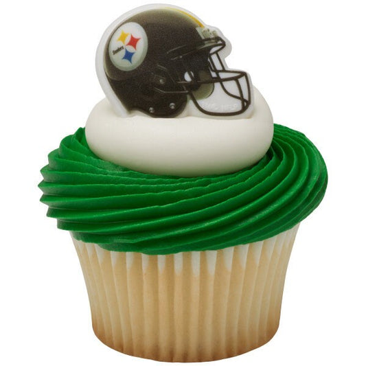 12 PITTSBURGH STEELERS Cupcake Rings NFL Cake Toppers for Birthday Party Decoration Craft Supply