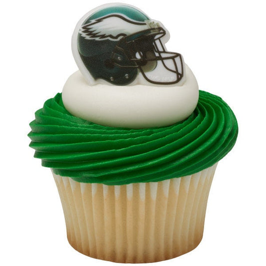 12 PHILADELPHIA EAGLES Cupcake Rings NFL Cake Toppers for Birthday Party Decoration Craft Supply