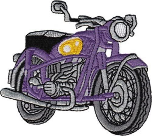 Pink Street Bike Vintage Motorcycle Patch - Embroidered Patch Applique - Purple and Pink Bike Retro Craft Supply