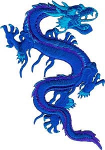 ROYAL BLUE DRAGON Patch - Embroidered Patch Applique Mystical Craft Supply