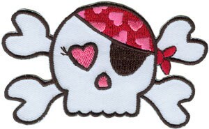 GIRLY PIRATE SKULL Patch - Skulls Skeleton Embroidered Patch Applique