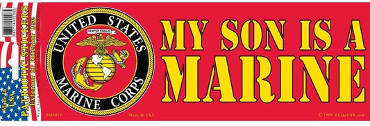 My Son Is A Marine Bumper Sticker Decal - Veteran Vets Military Navy Marines Army Craft Supply