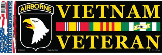 101st AIRBORNE VIETNAM VETERAN Bumper Sticker Decal - Vietnam Veteran Vets Military Navy Marines Army