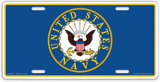 UNITED STATES NAVY Logo Metal License Plate - Military Vet Veteran
