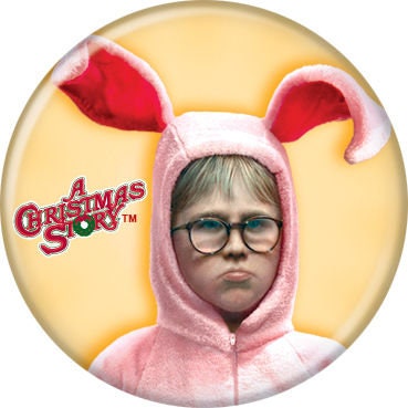 CHRISTMAS STORY Pinback Button Badge - Ralphie Pink Bunny - Classic Movie! - Round 1.25" Button Craft Supply