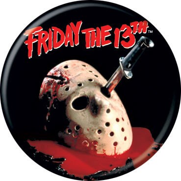 FRIDAY THE 13TH Pinback Button Badge - Knife Mask Logo - Classic Horror Movie! - Round 1.25" Button Craft Supply