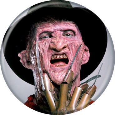NIGHTMARE ON ELM Street Pinback Button Badge - Freddy on Light Grey - Classic Horror Movie! - Round 1.25" Button Craft Supply