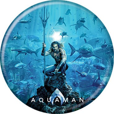 AQUAMAN Pinback Button Badge - Movie Poster DC Comics - Round 1.25" Button - Jason Momoa Craft Supply