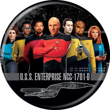 STAR TREK Pinback Button Badge - Next Generation Cast Render - Classic Tv - Round 1.25" Button Craft Supply