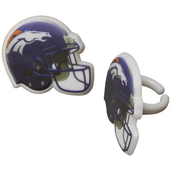 12 DENVER BRONCOS Cupcake Rings NFL Cake Toppers for Birthday Party Decoration Craft Supply