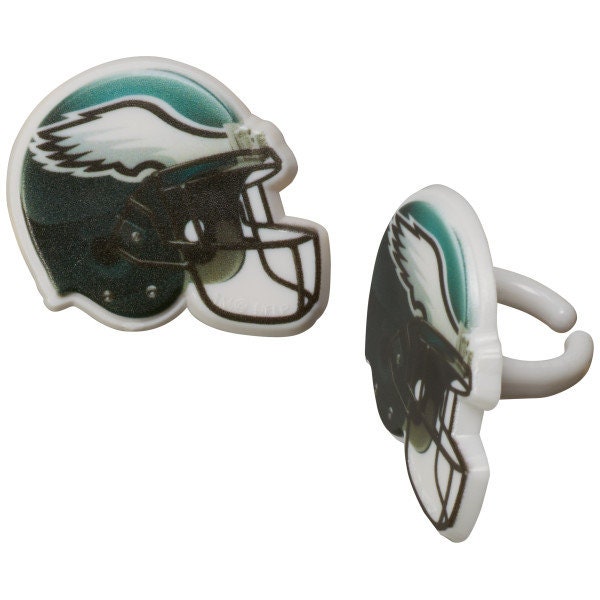 12 PHILADELPHIA EAGLES Cupcake Rings NFL Cake Toppers for Birthday Party Decoration