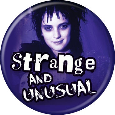 BEETLEJUICE Pinback Button Badge - Lydia Strange - Classic Movie Michael Keaton - Round 1.25" Button
