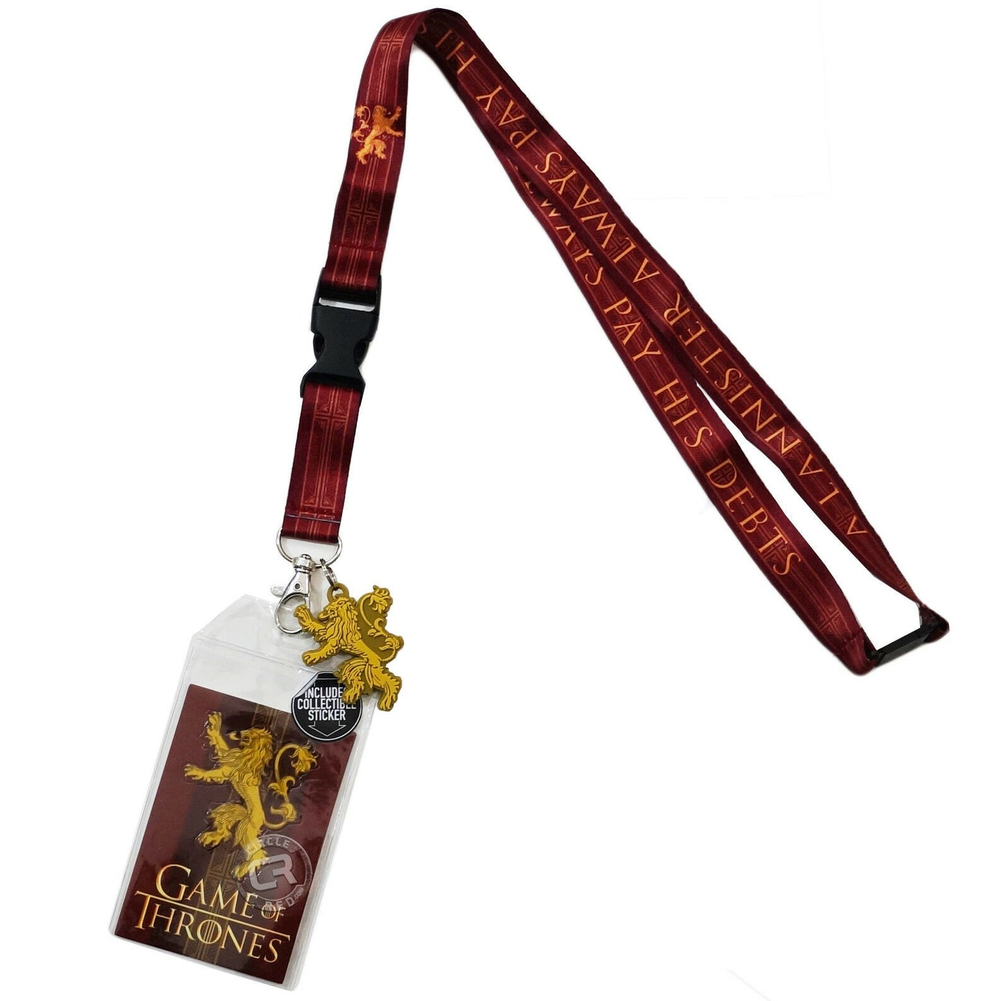 GAME Of THRONES House Lannister Lanyard with Rubber Charm, Buckle, and ID Holder - Hard To Find! Craft Supply