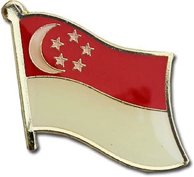 SINGAPORE World National Flag Lapel Pin - Enamel Pin for Backpack Tie Shirt Trading Button Pinback Craft Supply