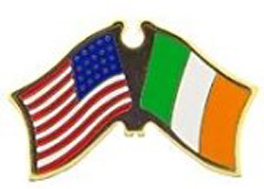 USA IRELAND National Flags Crossed Lapel Pin - Enamel Pin for Backpack Tie Shirt Trading Button Pinback