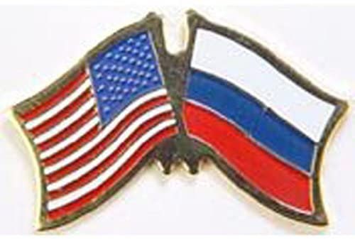 USA RUSSIA National Flags Crossed Lapel Pin - Enamel Pin for Backpack Tie Shirt Trading Button Pinback Craft Supply