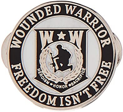 WOUNDED WARRIOR Freedom Isn't Free Military Lapel Pin - Enamel Pin for Backpack Tie Shirt Trading Button Pinback Craft Supply