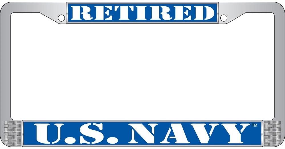 U.S. NAVY Retired Metal License Plate Frame - United States NAVY Veteran