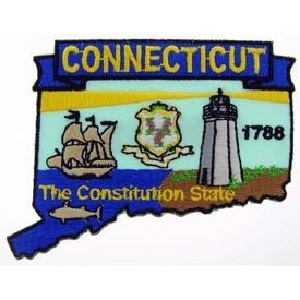 CONNECTICUT State Map Embroidered Patch Applique - USA United States of America Patch