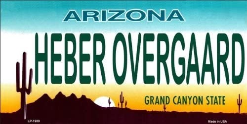 ARIZONA HEBER OVERGAARD State Background Metal License Plate Sign Novelty Vanity