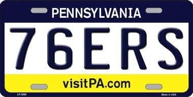 76ERS Pennsylvania State Background Metal License Plate Sign Novelty Vanity