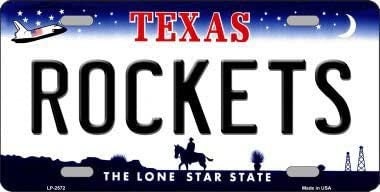 ROCKETS Texas State Background Metal License Plate Sign Novelty Vanity Basketball Craft Supply