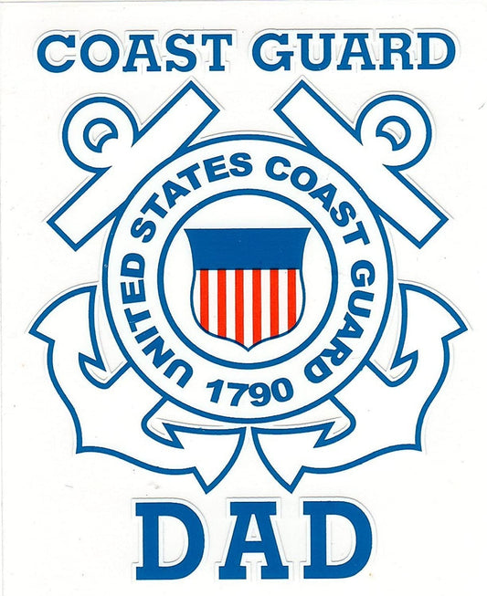 COAST GUARD DAD Clear Decal Sticker - United States Coast Guard Clear Decal For Car Truck Window Vehicle Military
