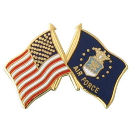 U.S. AIR FORCE Crossed Flags Lapel Pin - American Flag USAF Enamel Pin for Backpack Tie Shirt Trading Button Pinback