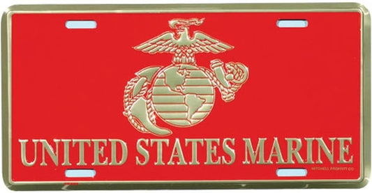 UNITED STATES MARINE Globe & Anchor Metal License Plate - Military Vet Veteran - United States Marines Usmc Globe Anchor ega Logo