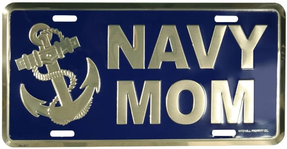 NAVY MOM Metal License Plate - Military Vet Veteran - United States NAVY Mom Usn Craft Supply