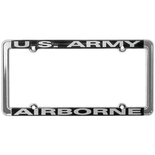 U.S. ARMY AIRBORNE Thin Rim Metal Chrome License Plate Frame United States Army Combat Infantry Craft Supply