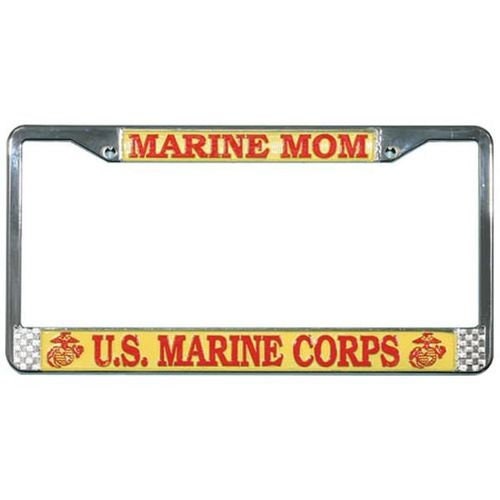 UNITED STATES MARINES Mom Metal Chrome License Plate Frame - U.S.M.C United States Marines