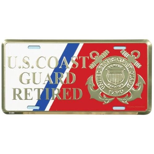 U.S. COAST GUARD Retired Metal License Plate - Military Vet Veteran - United States Coast Guard Retired Craft Supply