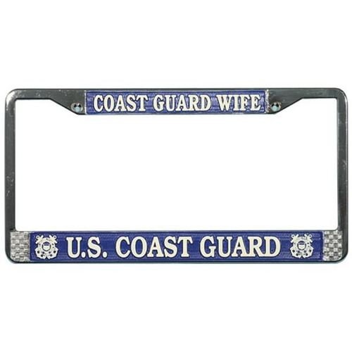 COAST GUARD WIFE Metal License Plate Frame - United States U.S. Coast Guard Uscg