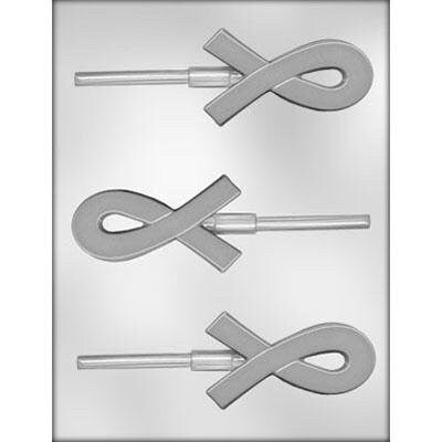 AWARENESS RIBBON Sucker Chocolate Candy Mold --  Breast Cancer Ribbon Lolly Lollipop Craft Supply