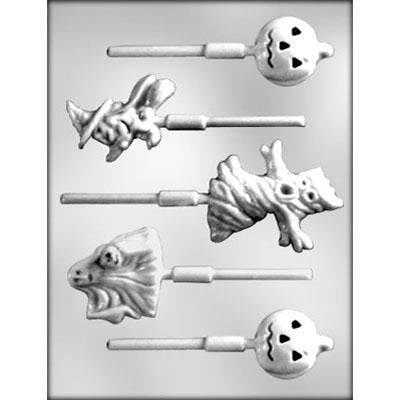 HALLOWEEN ASSORTMENT Sucker Chocolate Candy Mold -- Spooky Ghost Pumpkin Witch