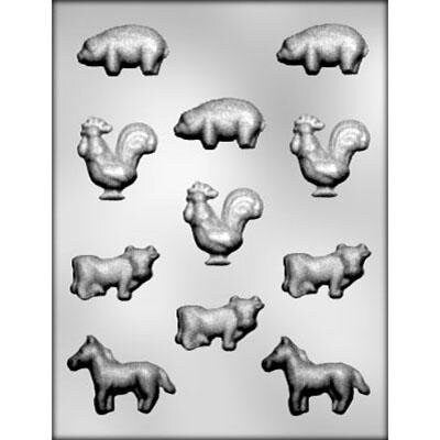 ANIMAL Assortment Chocolate Candy Mold -- Bite Size Tiger Hippo Elephant Bull Cow Camel Animals