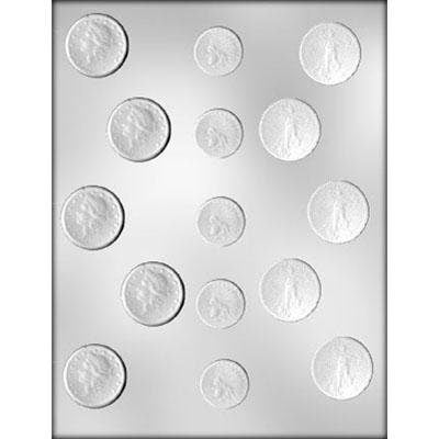 COINS Chocolate Candy Mold -- Gold Silver Currency Tokens