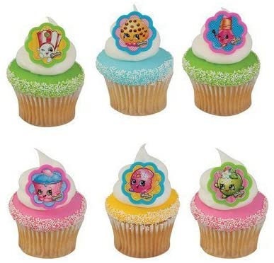 12 SHOPKINS Cupcake Rings - I Love Shopkins Cake Toppers for Birthday Party Decoration