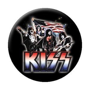 KISS Band American Flag Pinback Button Badge - Rock Band Logo - Round 1.25" Button Craft Supply