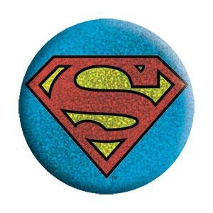 SUPERMAN Logo on Glitter Pinback Button Badge - DC Comics - Round 1.25" Button Craft Supply