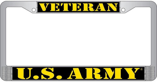 U.S. ARMY VETERAN Metal License Plate Frame - United States Army Vet Infantry Retired Craft Supply