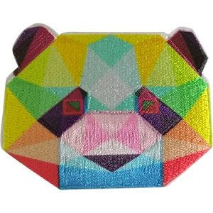 Geometric Rainbow Panda Patch - Embroidered Patch Applique - Panda Bear Zoo Animal Craft Supply