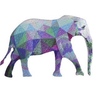 Geometric Elephant Patch - Embroidered Patch Applique - Zoo Animal Craft Supply