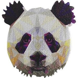 Geometric Panda Patch - Embroidered Patch Applique - Panda Bear Zoo Animal Craft Supply
